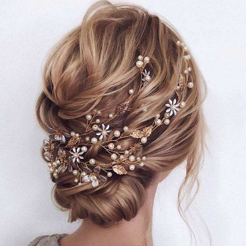 Nuevos accesorios para el cabello de boda, cinturón para el cabello con perlas de cristal, diadema nupcial para boda, adorno para el cabello, joyería para el cabello, tocado de novia, diadema