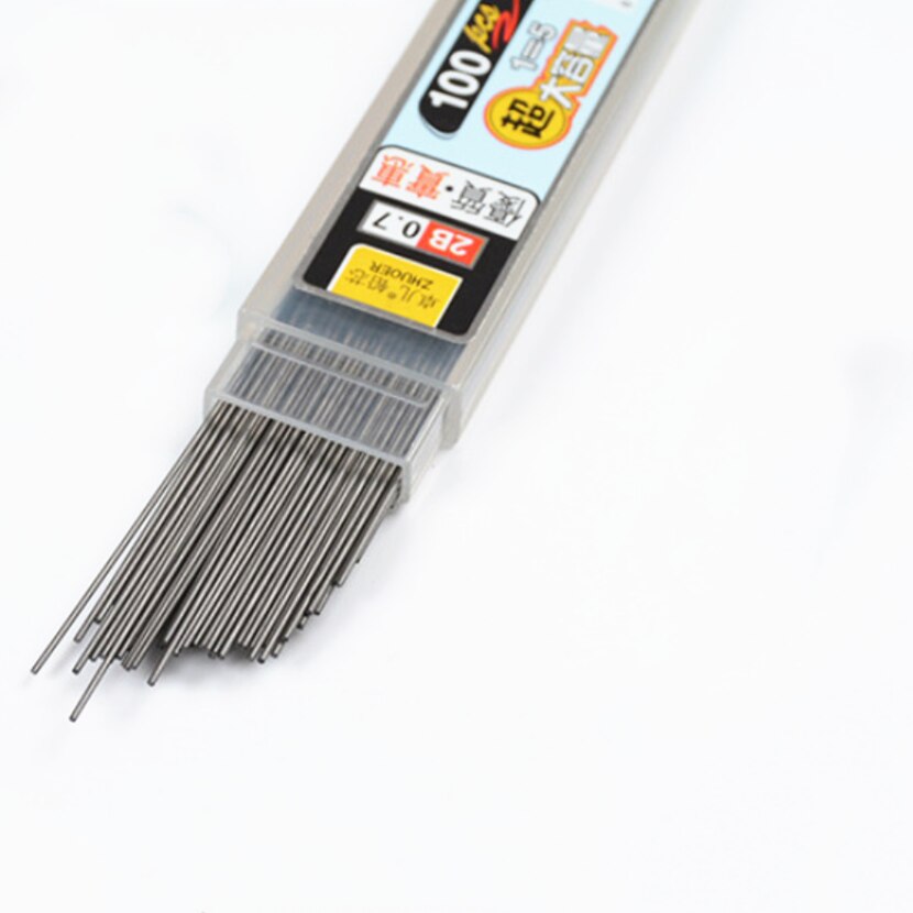 100 Stks/doos 0.5Mm/0.7Mm 2B Potlood Staaf Automatische Potlood Vulpotlood Lood Refill School Art Schets tekening Levert: 0.7mm 1 box