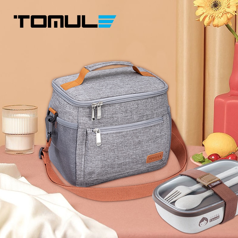 Tomule Thermische Geïsoleerde Lunch Tas Draagbare Koeler Handtas 9L Picknick Bento Voedsel Opbergzakken Reizen Voedsel Schouder Lunchbox Tote