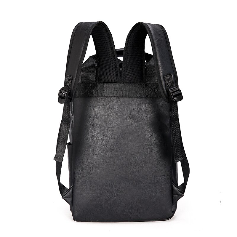 Men Backpack PU Leather Large Capacity Laptop Backpacks Male Casual Schoolbag Vintage Travel Business Teenagers Boys Men Bag