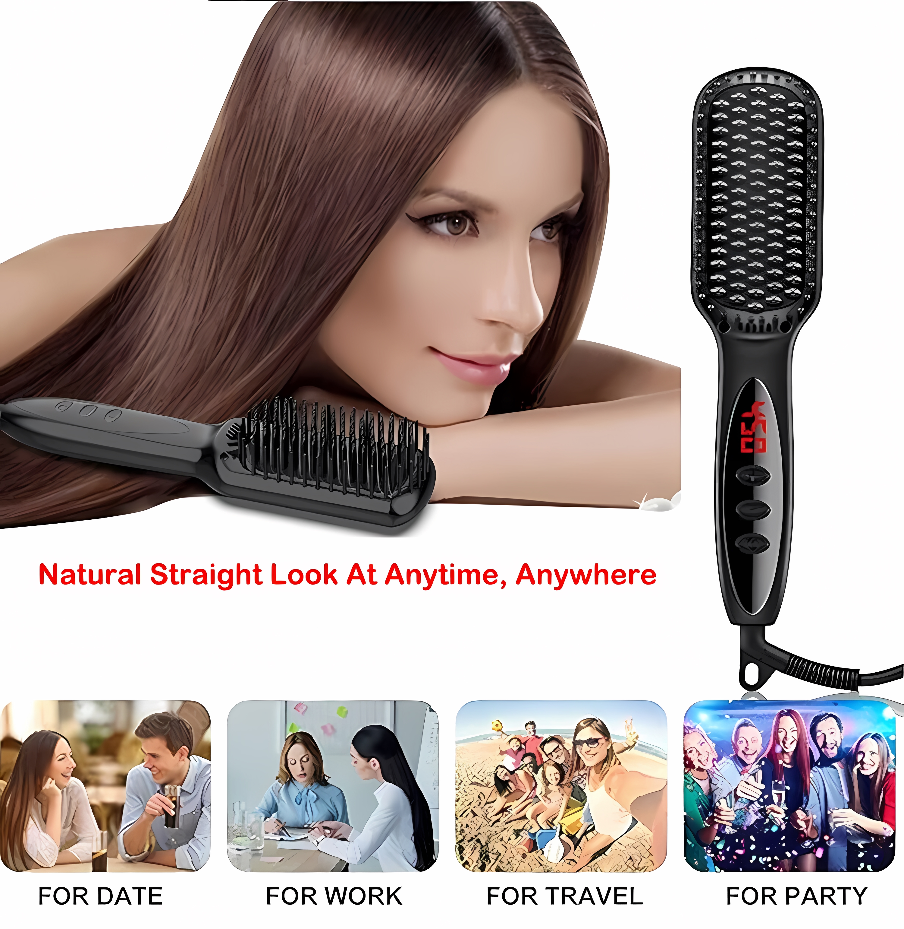 Cepillo alisador de pelo, peine, cepillos eléctricos para el cabello, peine , alisador de pelo, cepillo alisador de barba de cerámica antiescaldado
