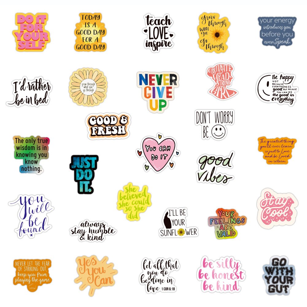 100 Stuks Pack Motivatie Zinnen Sticker Quotes Zinnen Waterdicht Voor Telefoon Laptop Kantoor Studeerkamer Graffiti Decal