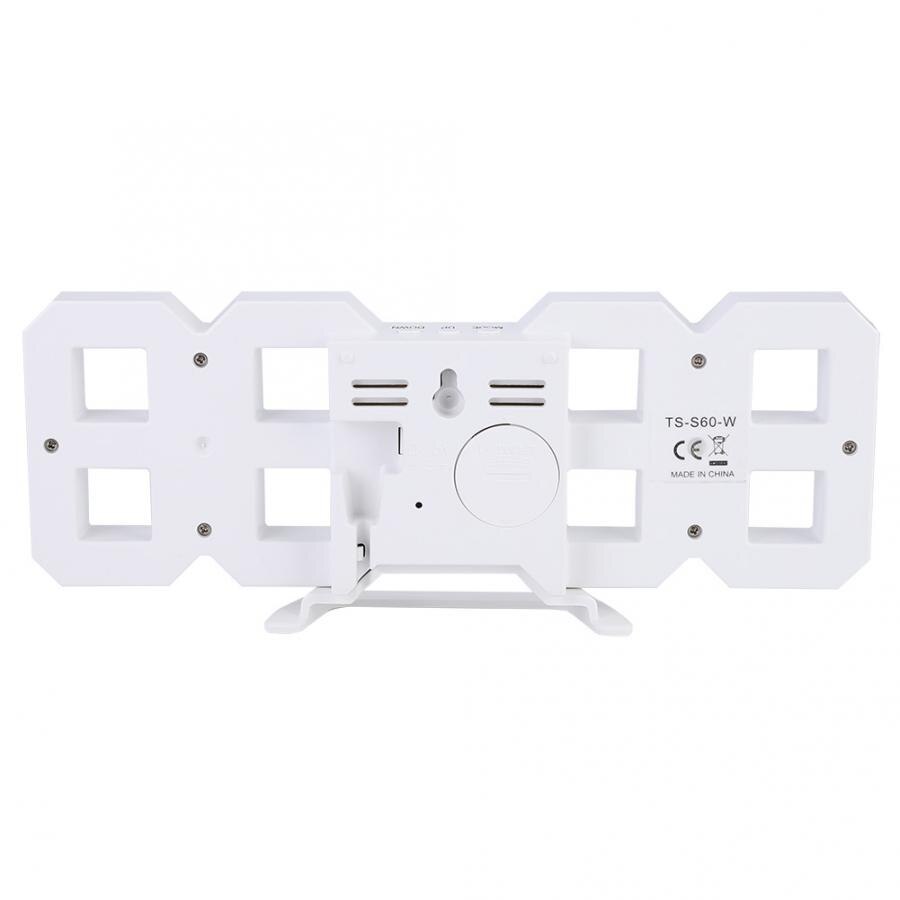 LED Digital Clock Bedroom Desktop Snooze Alarm Clock Home Decoration White Shell