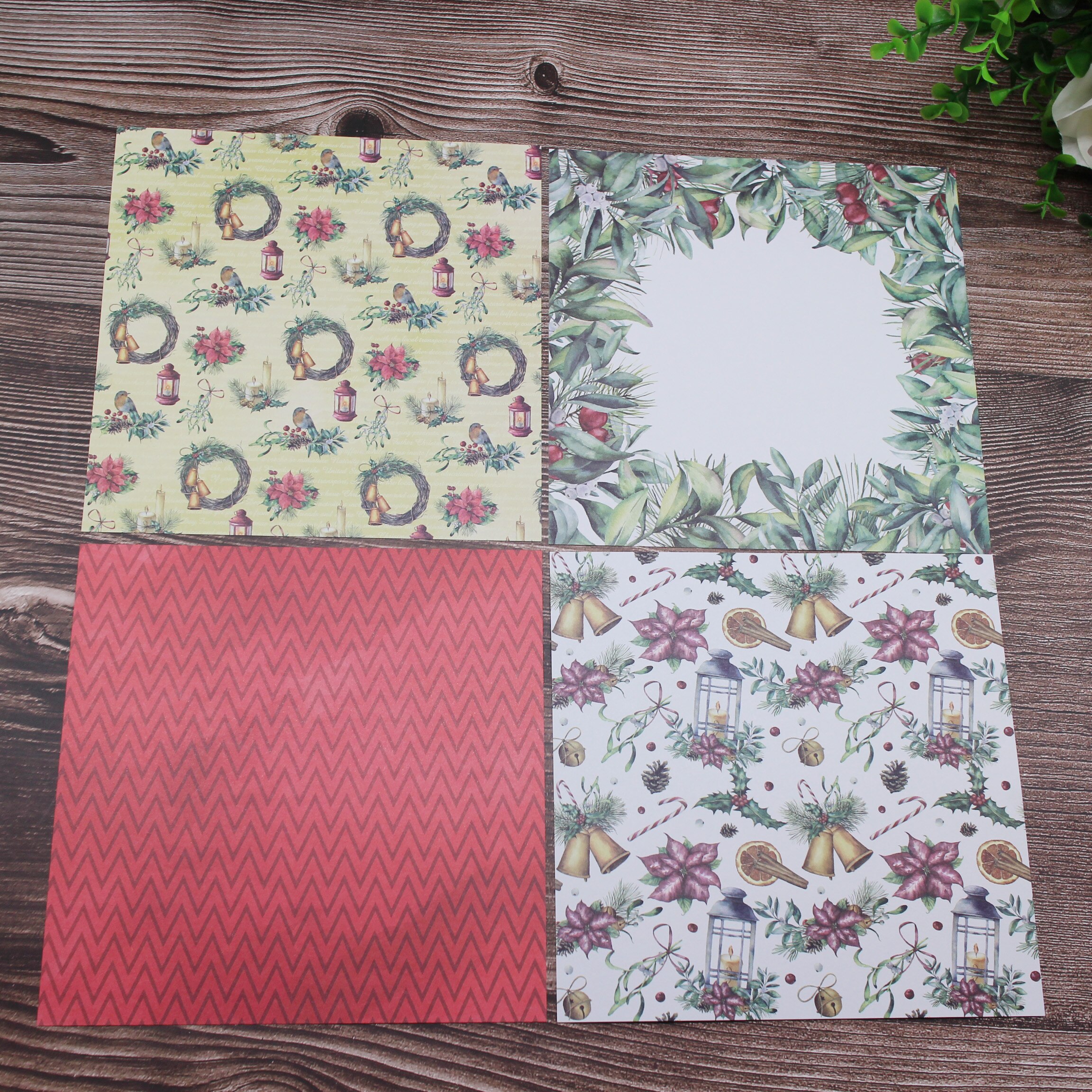 Christmas pine cone leaves and single-sided pattern paper origami art background paper card making DIY scrapbook paper craf