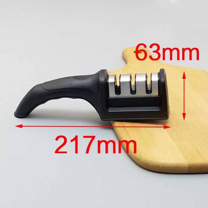 [video]1Pcs Knife Sharpener Ceramic Knife Sharpening Stone Tungsten Steel Diamond Sharpener Kitchen Tools: 3 stages black