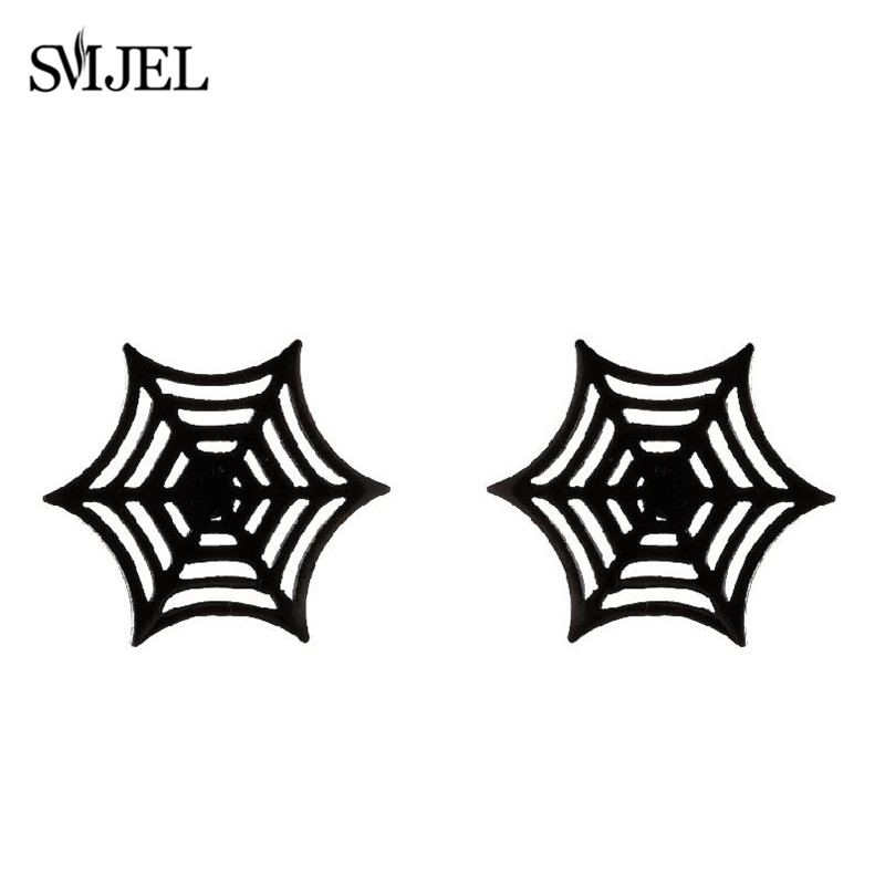 Punk Stijl Koreaanse Schattige Halloween Spook Spin Oorbellen Voor Vrouwen Sieraden Alien Et Web Net Oorbellen Xmas Accessoires 2024: Silver Plated