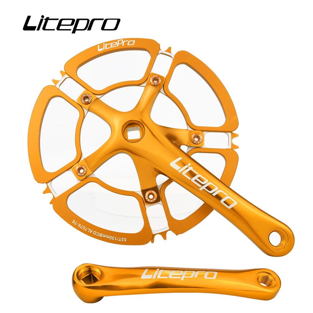 Litepro-platos y bielas de aleación de aluminio, Piñón para bicicleta plegable, 53T, 56, 58T, 5 agujeros, 130BCD