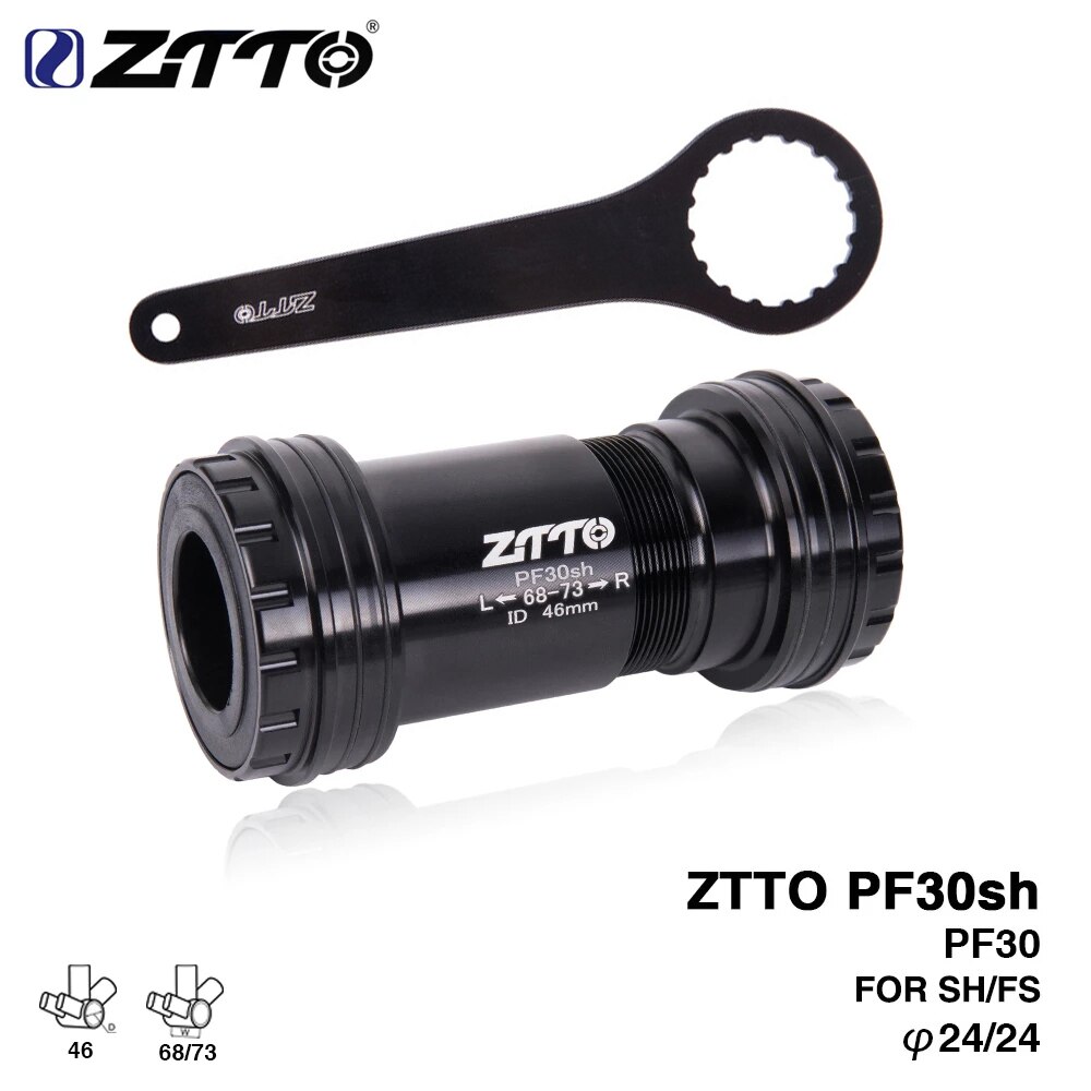 ZTTO PF30sh PF30 24 GXP-Adaptador de rodamientos inferiores de bicicleta, prensa de ajuste, eje de bloqueo para piezas de bicicleta de montaña y carretera, juego de cadena de bielas de 24mm