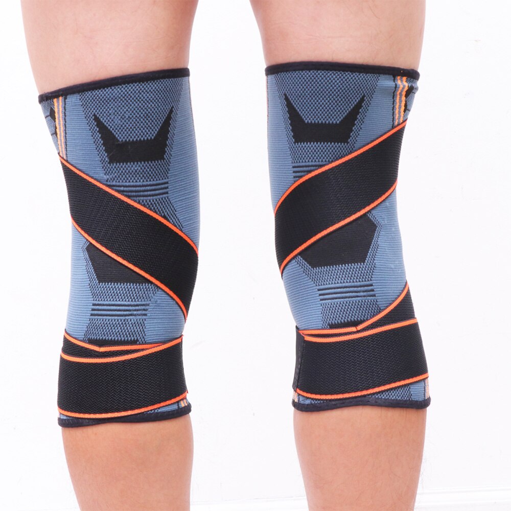 1 Paar Nylon Sport Beschermende Kleding Ondersteuning Druk Knie Pads Ademend Knie Protector Sleeve Voor Basketbal Klimmen (Blauw Si