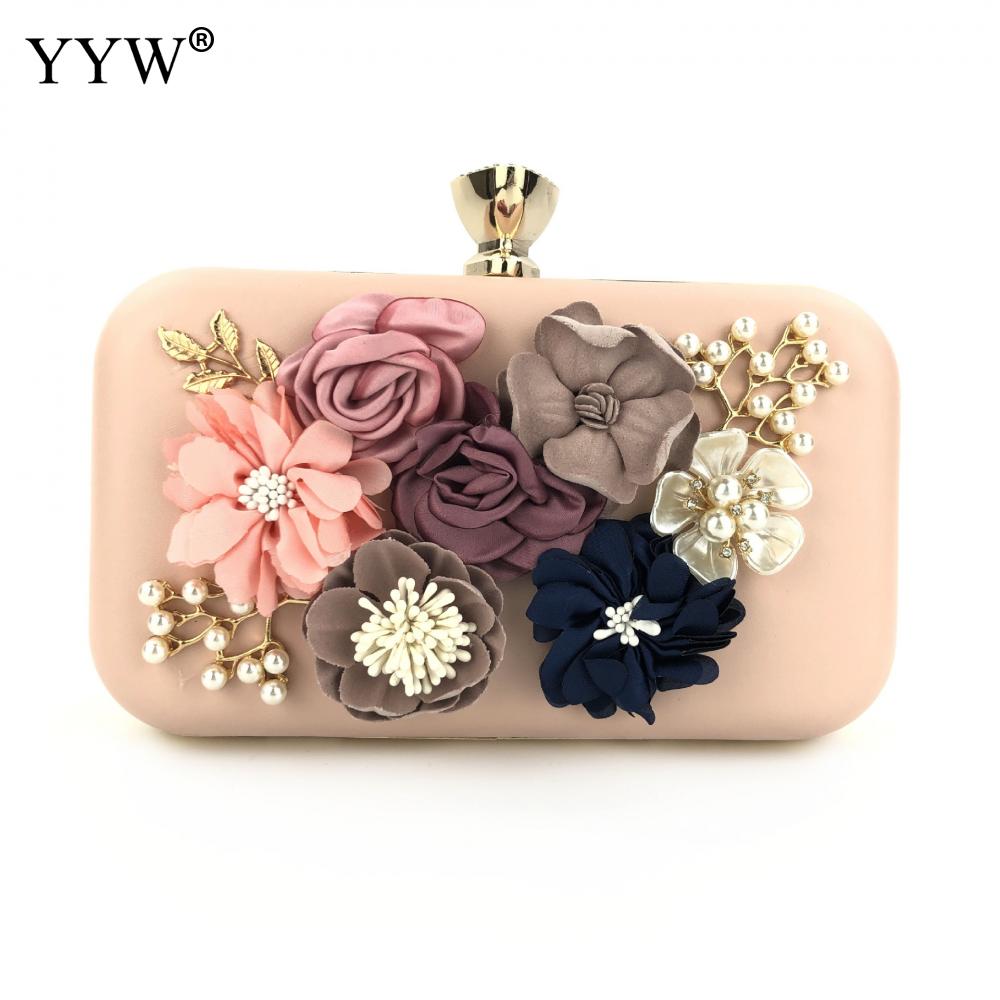 Royal Blue Crystal Evening Bags And Clutches With Flowers For Womens Party Wedding Prom Day Clutches Purse Wedding Bag: light pink