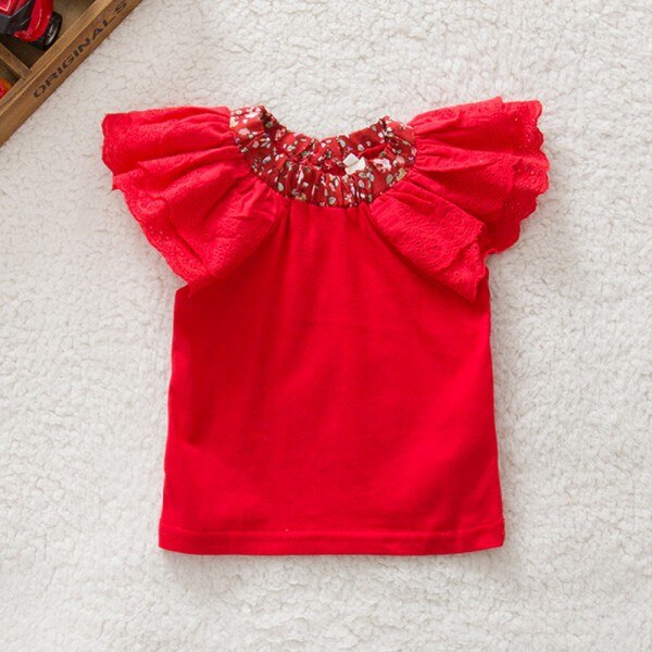 0-2Y Kids Baby Girls Clothing Floral Collar T-shirts Cute Short Sleeve Tops Blouses Shirts: A / 24M