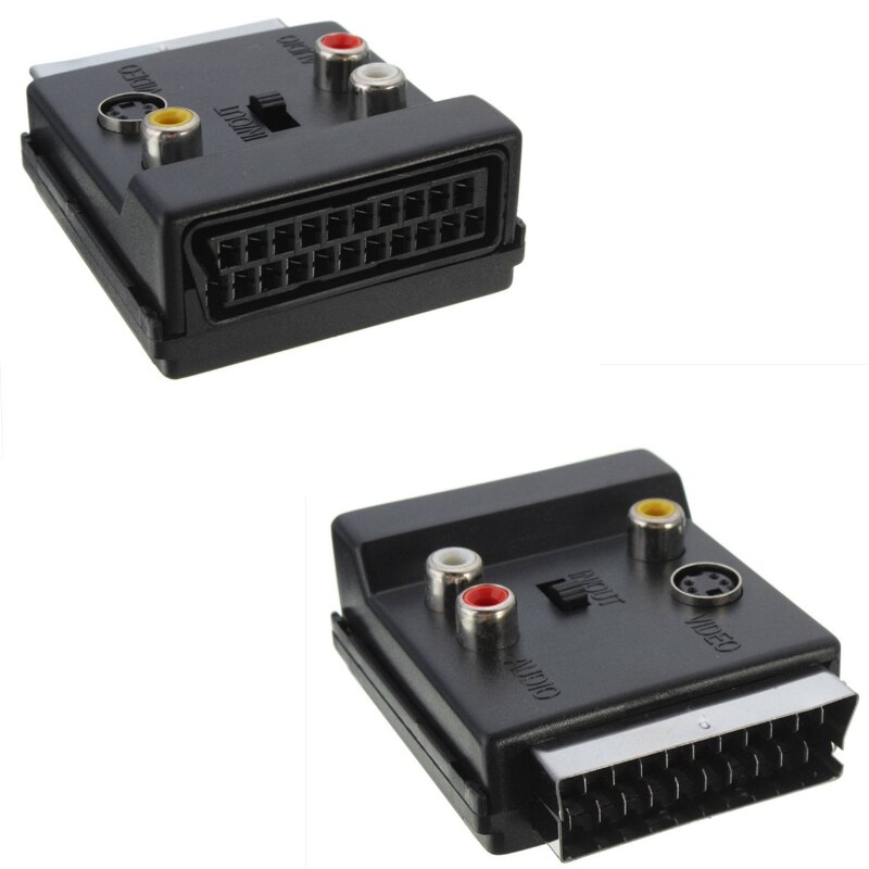 Scart Naar 3RCA Jack S Video Av Tv Converter Met In/Out 20 Pin Scart Naar 3 Rca S-Video Audio Video Adapter Kabel Connector Plug