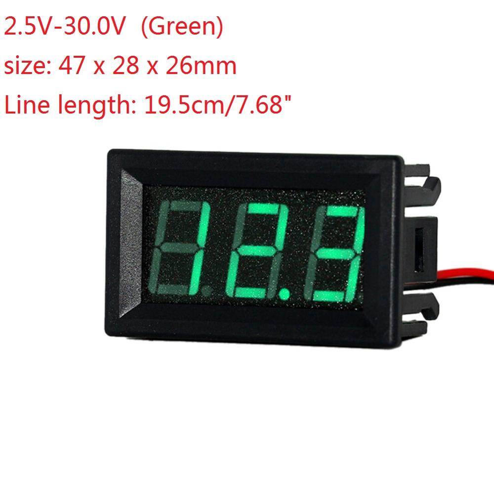 Mini Voltmeter Tester Digital Voltage Meter Voltage Test Battery DC 2.4V-30V 2 Wires for Motorcycle Car LED Display Gauge