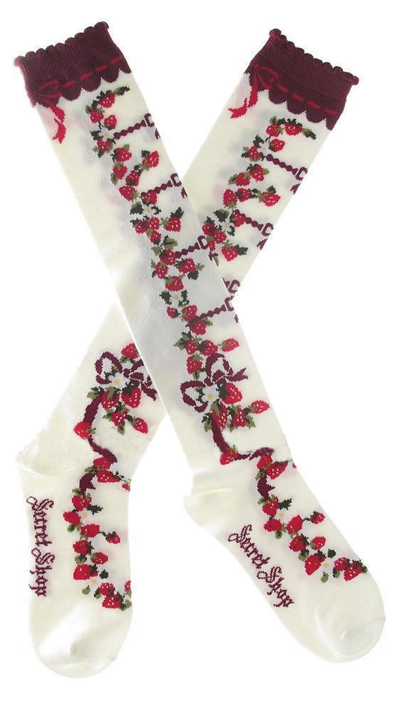 Bas lolita à bretelles pour chaussettes, rose, blanc, princesse japonaise, douce, collants, impression à , chaussettes gothiques