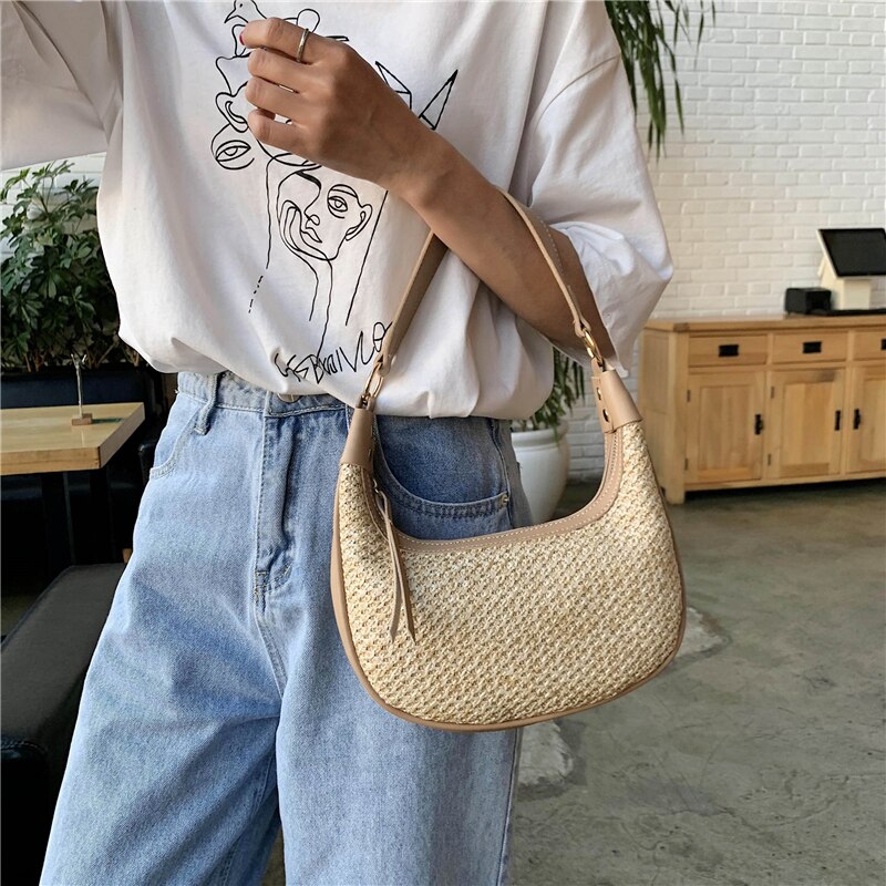 Casual Selvaggio Piccolo Borse di Paglia Per Le Donne di Estate Borsa Con Tracolla Della Signora Borse di Viaggio E Borse di Spalla Femminile Messenger Bag sac