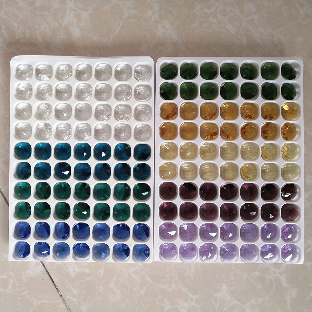 Camal 10 stk 20 farve 14mm krystal ottekantede løse perler 2 huller lysekrone lampe guirlande tråd dele gardin håndværk ornamemt diy