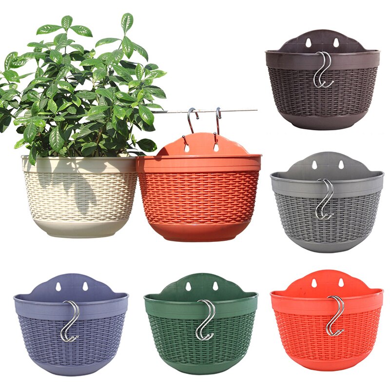1Pc naścienny doniczka imitacja Rattan tkactwo półokrągłe doniczka roślina balkonowa wisząca ściana ogrodu kosz wystrój