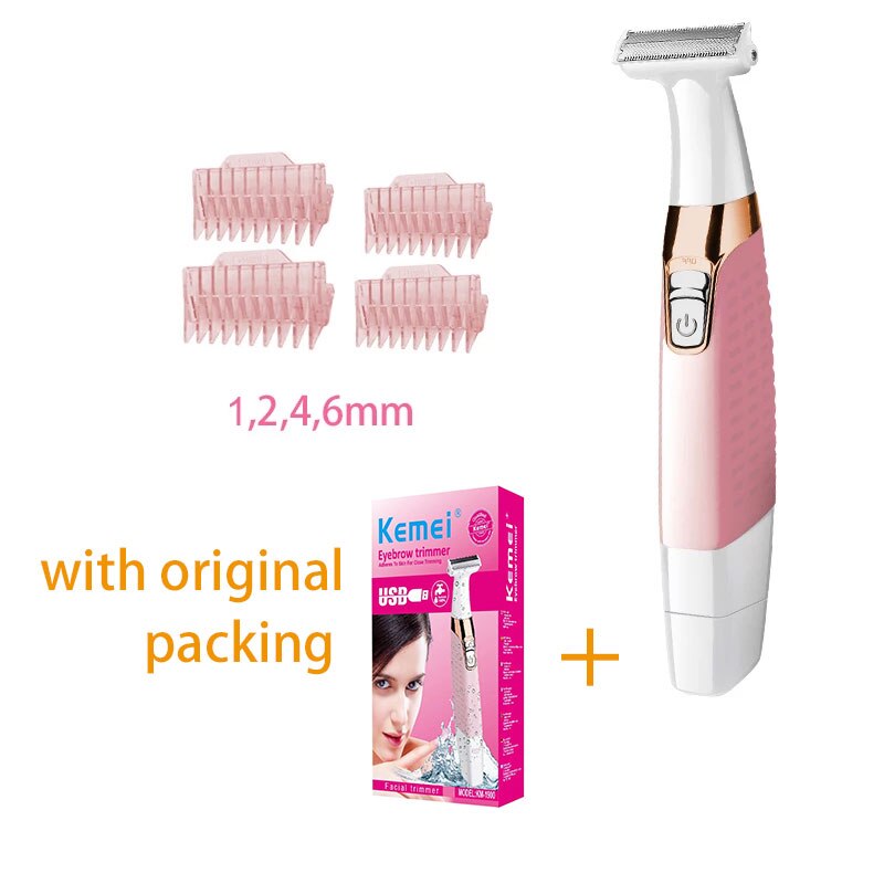 Kemei 4 In 1 Oplaadbare Lady Elektrische Epilator Vrouwen Scheerapparaat Wenkbrauw Trimmer: With packaging