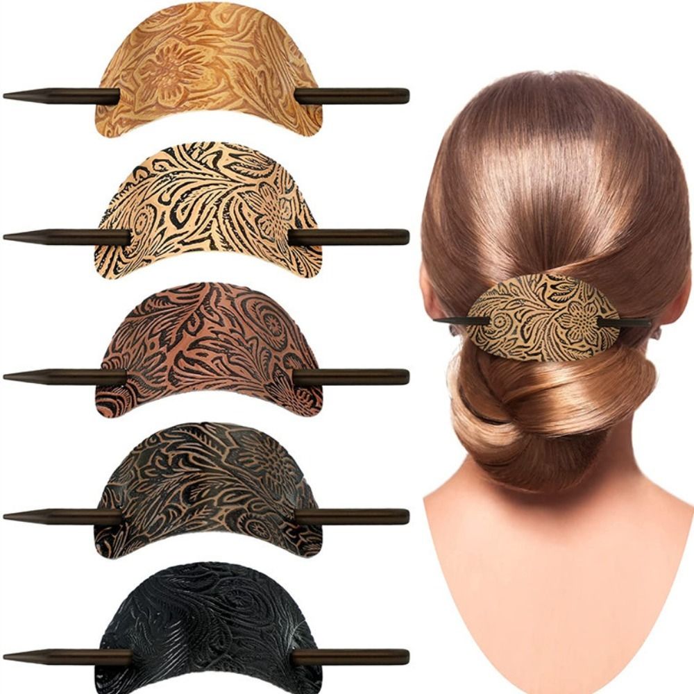 Faux Lederen Ovale Vorm Stick Hair Slide Paardenstaart Houders Hair Baret Pins Hair Sticks Hair Tie