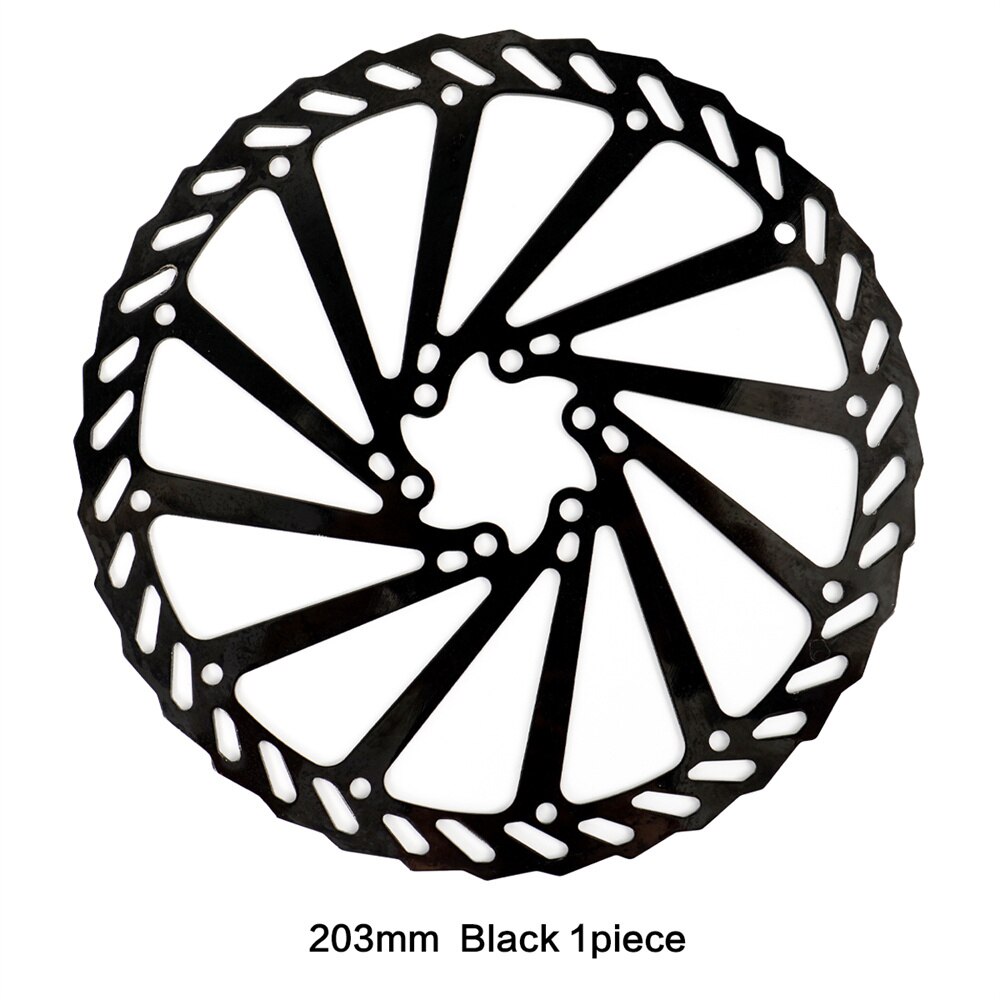 Rotori del freno per bicicletta a scelta, rotore del freno a disco per bici da strada MTB in acciaio 160mm/180mm/203mm, per linea centrale SHIMANO SRAM: 203mm  Black