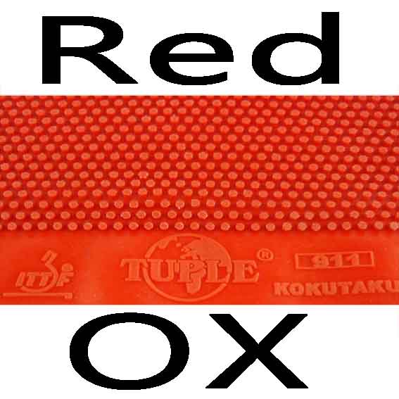 Kokutaku Tuple 911 Long Pips-Out Table Tennis Rubber Without Sponge (Topsheet OX) with sponge: Red OX