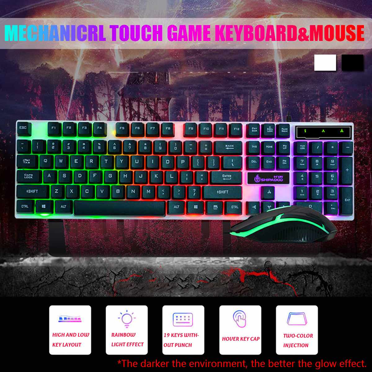 USB Wired 104Key RGB Backlit Wired Mechanical Gaming Keyboard and 1600DPI Gaming Mouse Set for PC Laptop MacTV Office Supplies