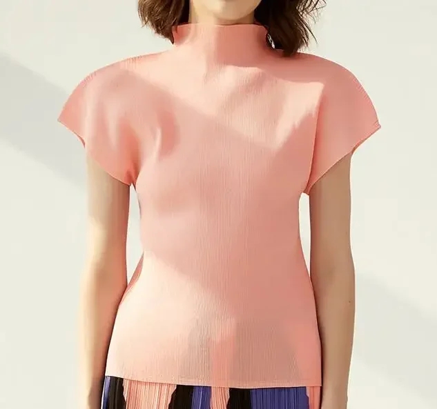 Camiseta plisada de Original para mujer, Tops con estampado de flores plisadas, informal, ropa Retro holgada fina para mujer 2025