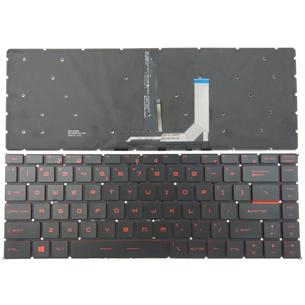 For MSI GF63 8RC 8RD Series Laptop Keyboard US Black With Red Backlight