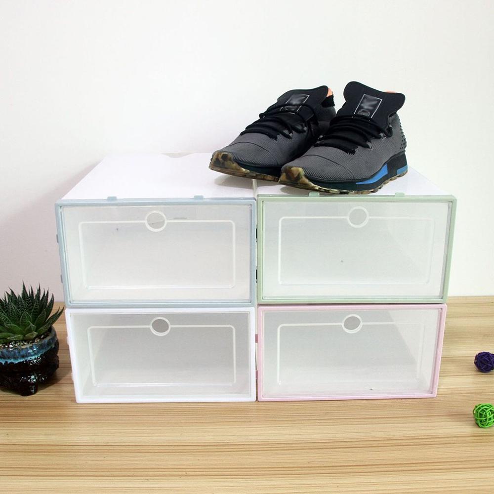 Flip Shoes Box Thickened Transparent Drawer Case Plastic Shoe Boxes Stackable Box Shoe Organizer Shoebox storage Shoe rack