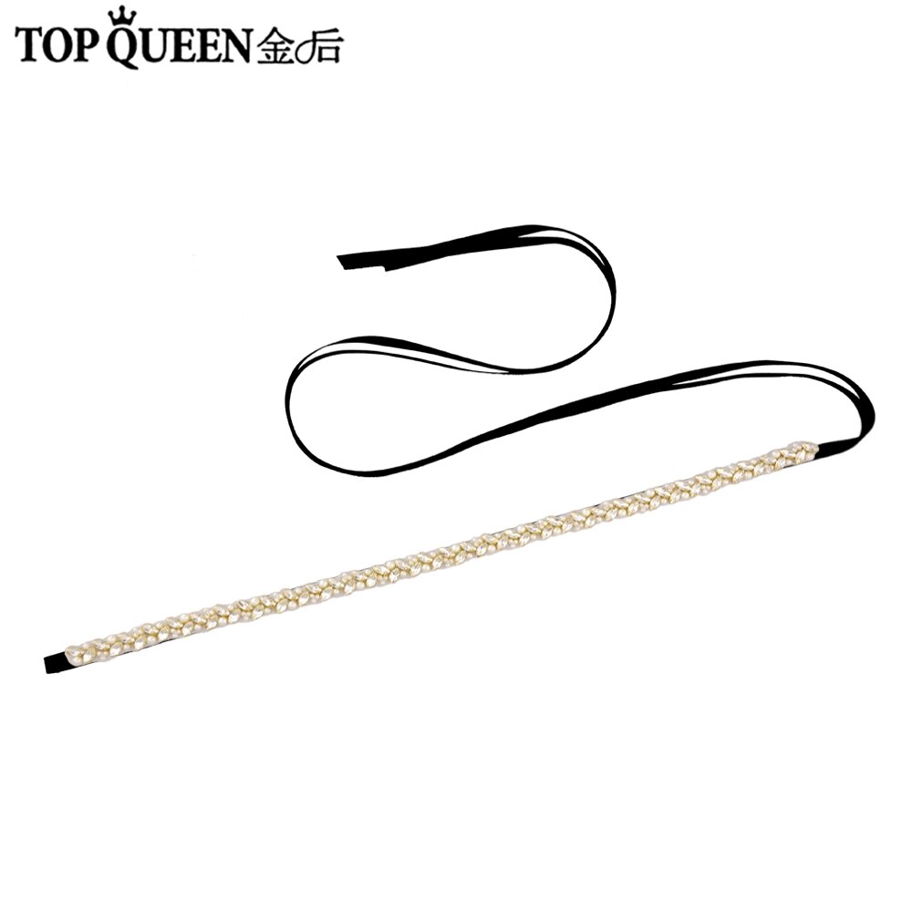 Topqueen S383-G Trouwjurk Riem Goud Strass Riem Bruids Riem Dunne Riemen Party Riem Vrouwen Riemen Luxe Riem Sieraden: Black