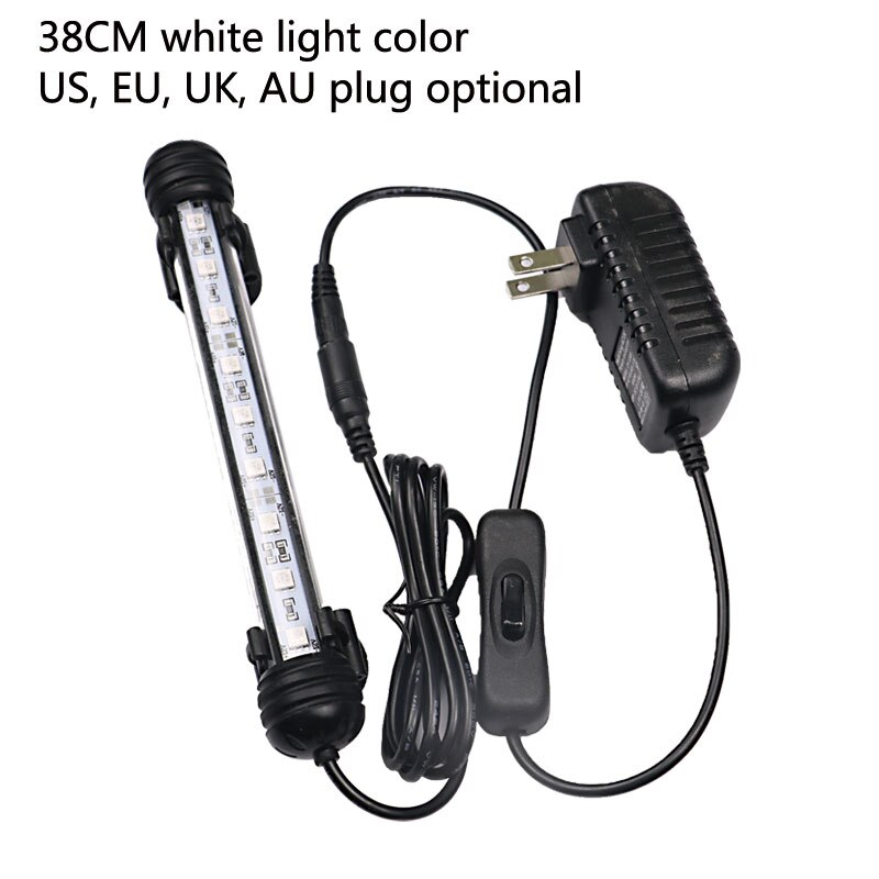 18/28/38/48CM Waterproof LED Aquarium Lighting Fish Tank Light Bar Blue/White Submersible Underwater Lamp light Aquatic Decor: White 38cm