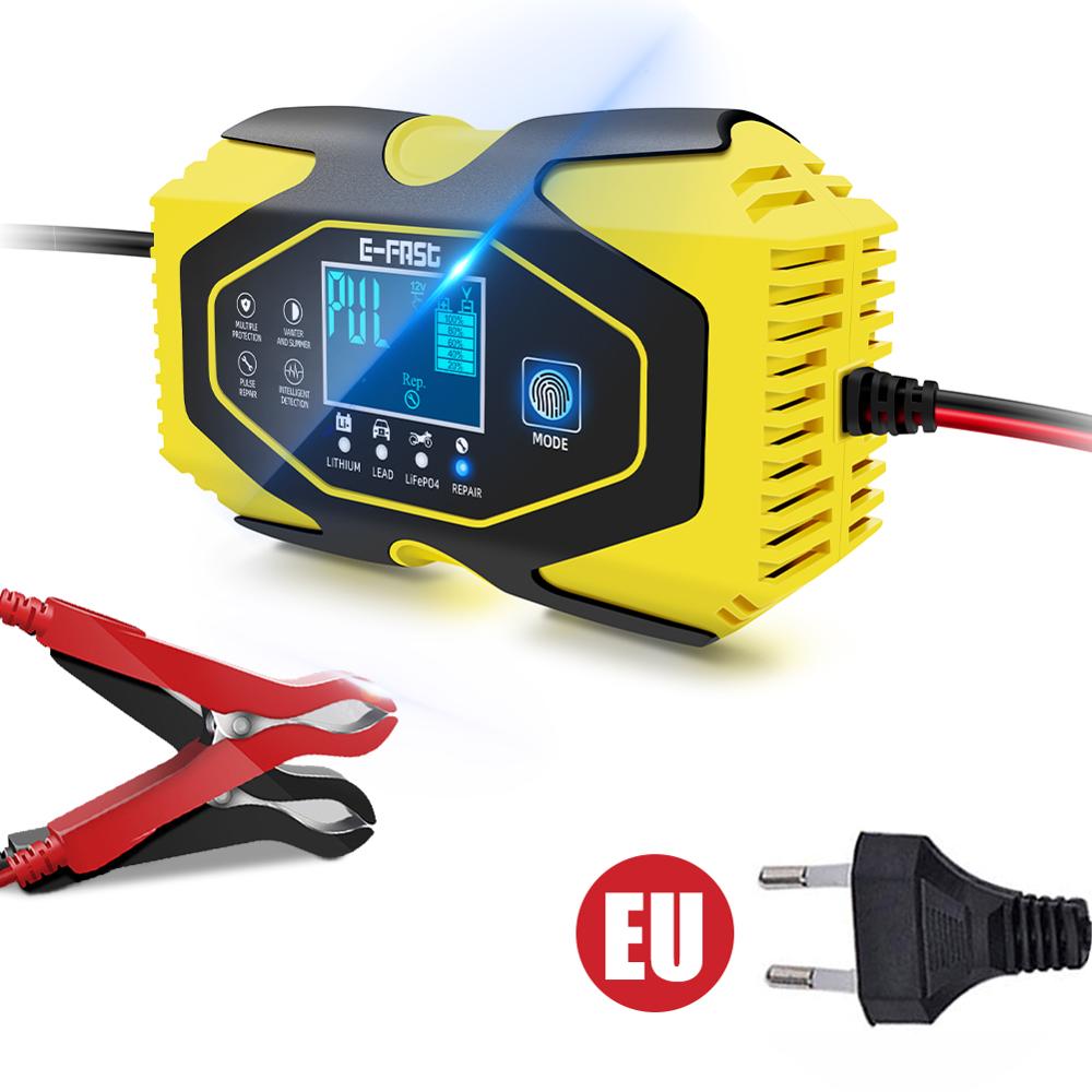 Auto Batterij Oplader 12V/6A - 24V/3A Lood-zuur Batterij Lithium Met Lcd-scherm lading Onderhouden En Reparatie Functies Praktische: EU