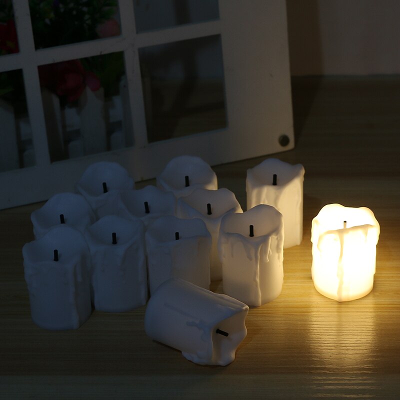 Pack of 12 Warm white Not Flicker Flameless Electric Candles,Battery Powered Tealight Candles /Wedding Big Votive Candles