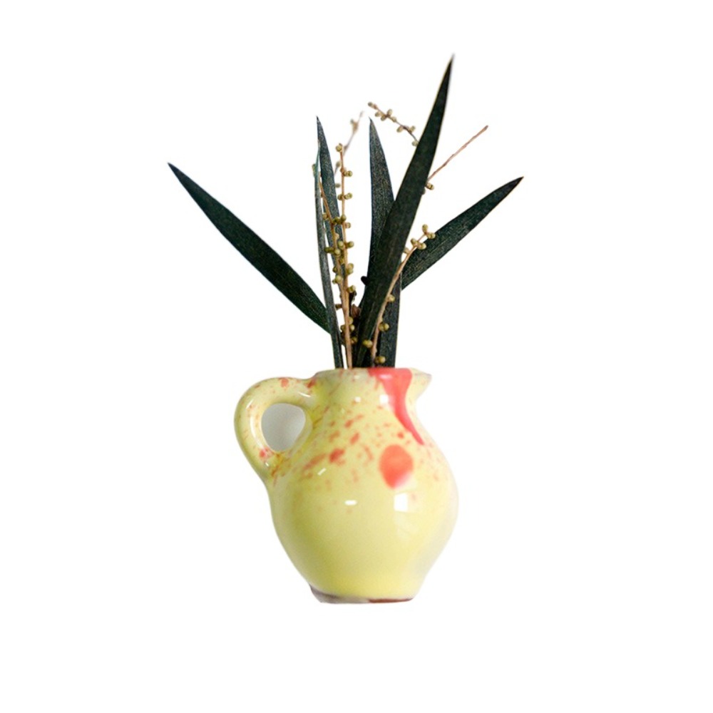 Søt keramisk vase kjøleskapsklistremerker uten planter diy mini plantevase utsøkt kinesisk stil porselen bonsai stue: Grønn