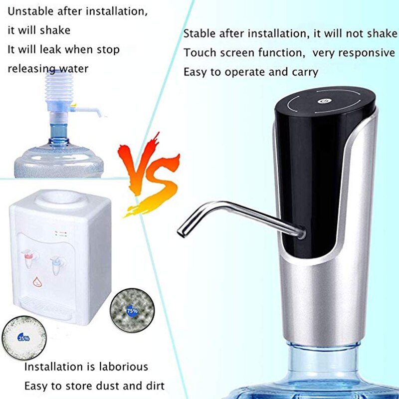 DailyWater Bottle Pump Portable USB Charging Wireless Electric Touch Screen Drinking Water Cooler Dispenser Gallon Bottle