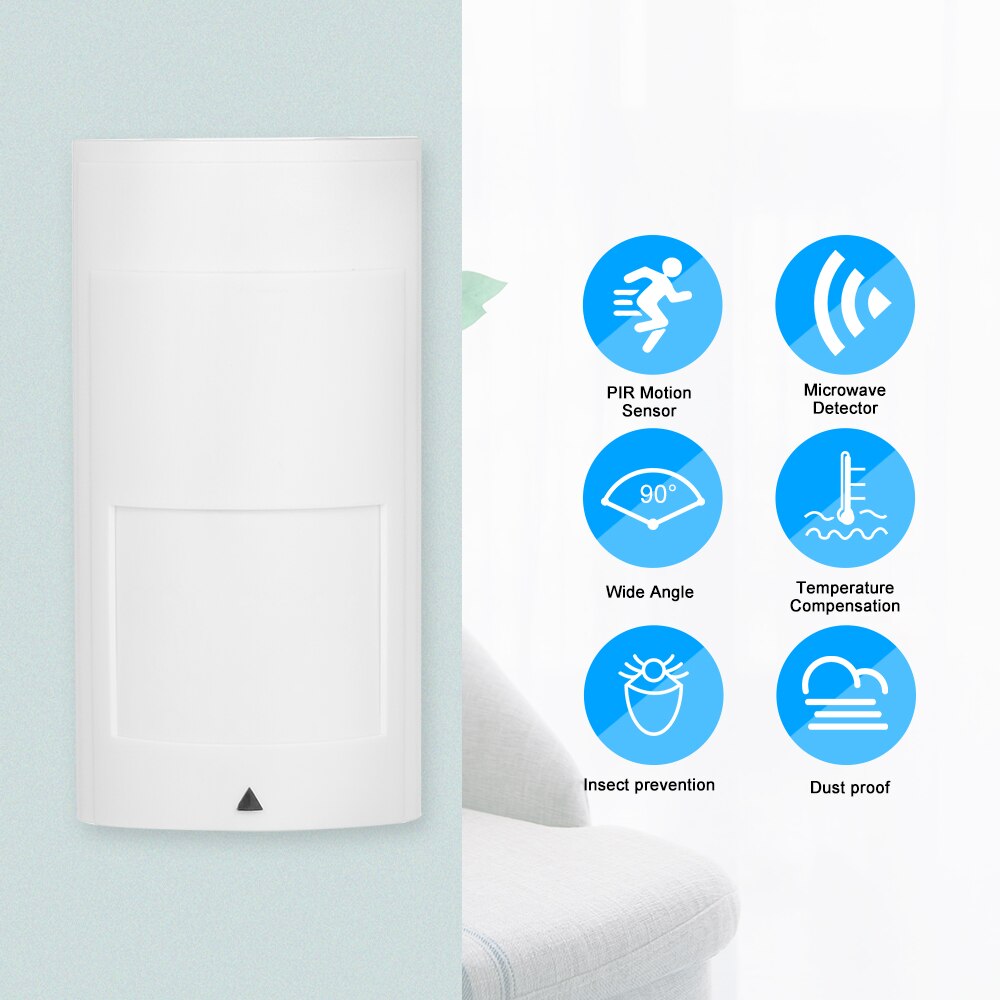 Dual-tech PIR Motion Sensor Wall Mounted Wired Infrared Motion Microwave Detector NC Output Home Burglar Security Alarm System