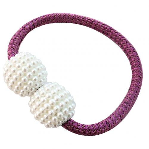 Abrazadera magnética para cortina, soporte de anillo para cortina, cuentas de perla de imitación, accesorios decorativos para el hogar: Morado