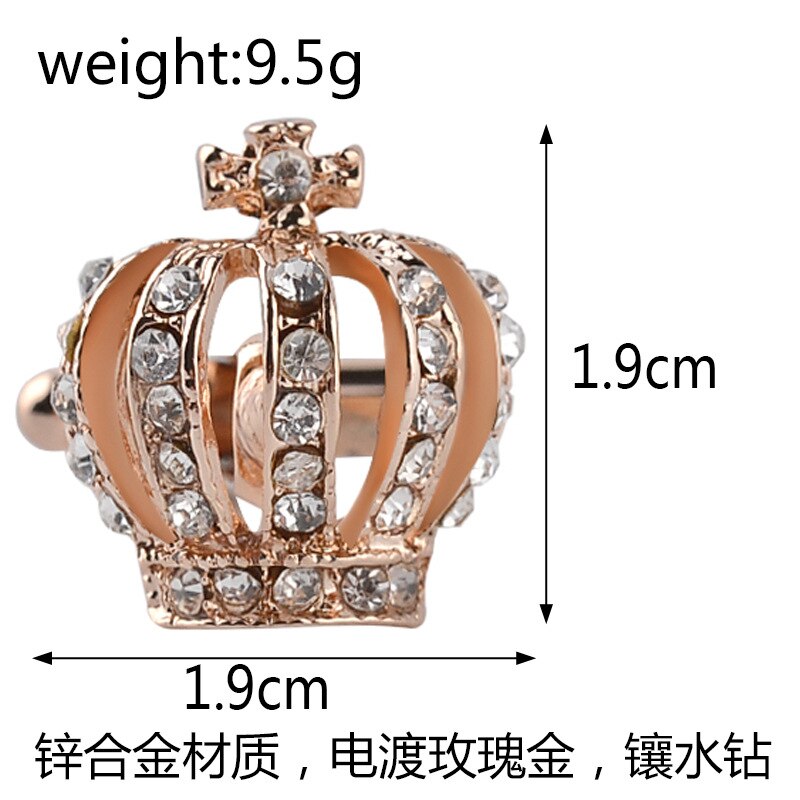 Ouro quente & prata cor coroa abotoaduras para mulheres moda luxo elegante senhora strass feminino camisa francesa abotoaduras jóias