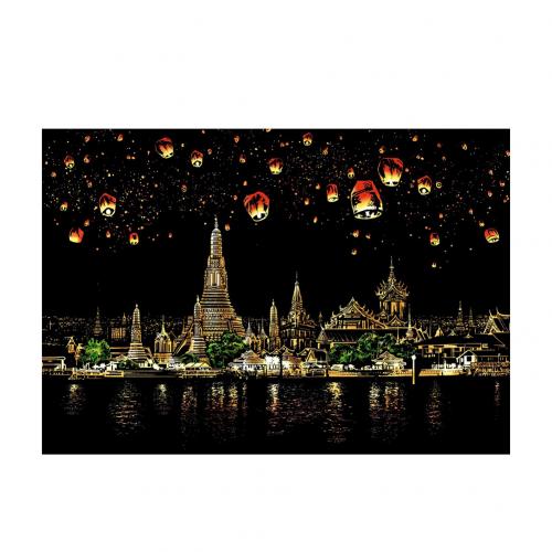 City Scratch Painting Drawing Paper DIY Art Craft Scratchboard Wall Decoration: Thailand Chiang Mai