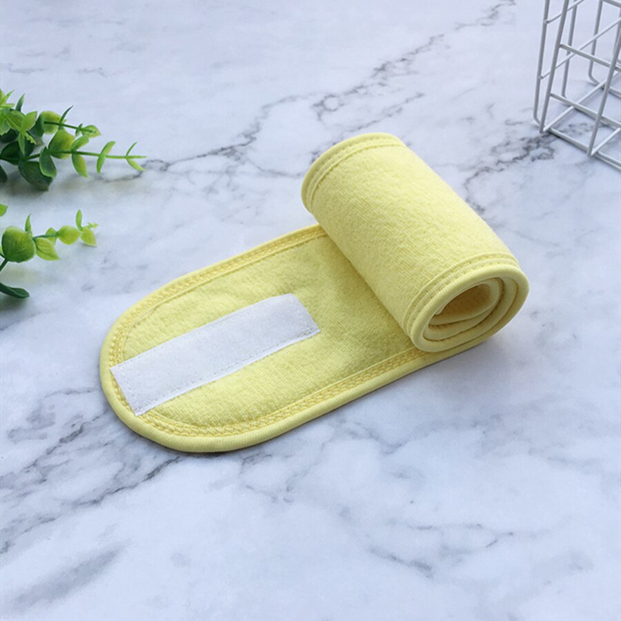 Spa pandebånd justerbart bredt hårbånd yoga sved hårbånd wrap til kvinder dame pandebånd makeup remover tilbehør: Gul