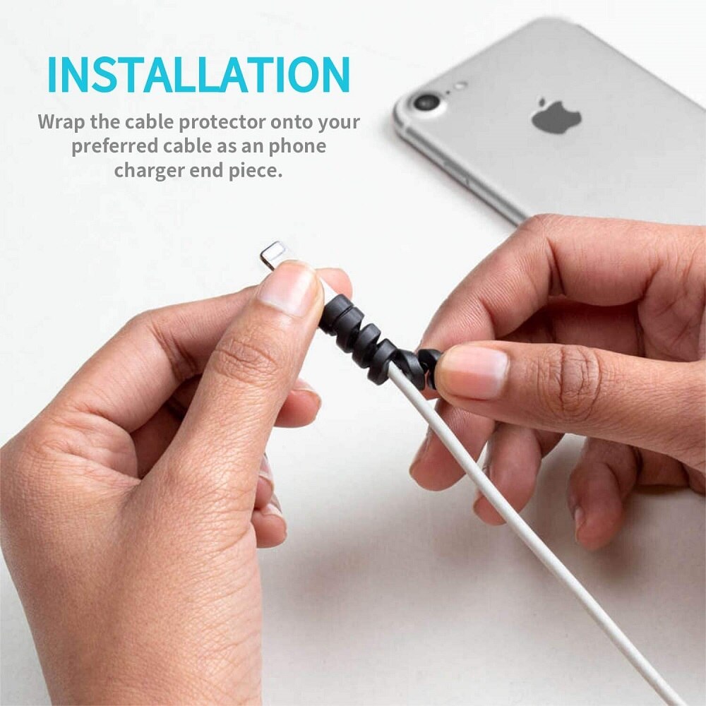 10Pcs Cable Protector Spiral Phone Charger Cable Saver Silicone Cable Management Organizer for Headphone Cellphone Mouse Cord