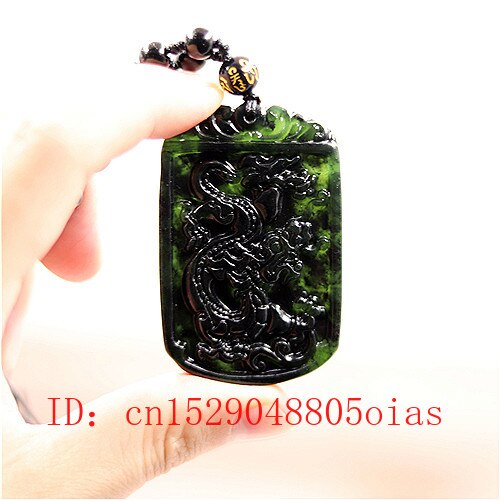 Natürliche Schwarz Grün Jade Chinesischen Drachen Anhänger Perlen Halskette Charme Schmuck Zubehör Geschnitzt Amulett für Männer Ihre