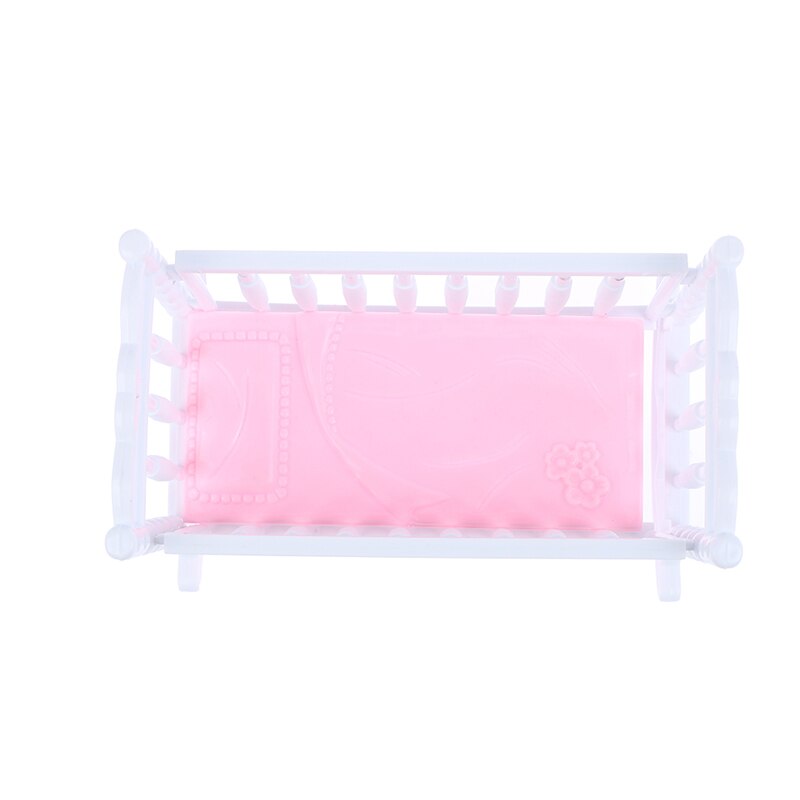 Puppe Haus Licht Rosa Weiß Baby Puppe Shaker Spielzeug Zubehör Bett Wiege Krippe Puppe Haus Zubehör Dekor