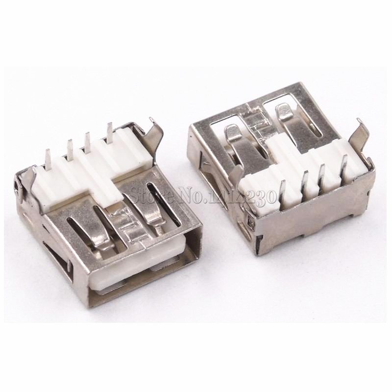 Connecteur USB Type A femelle à souder, prise PCB USB-A type 90 degrés sans bordure, 10 pièces