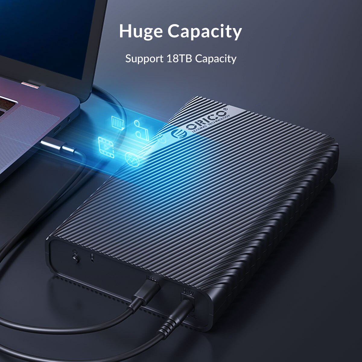 ORICO 3.5 inch External Hard Drive Enclosure USB 3.0 to SATA 3.0 Hard Drive Case for 2.5/3.5 HDD Box with 12V2A Power Adapter