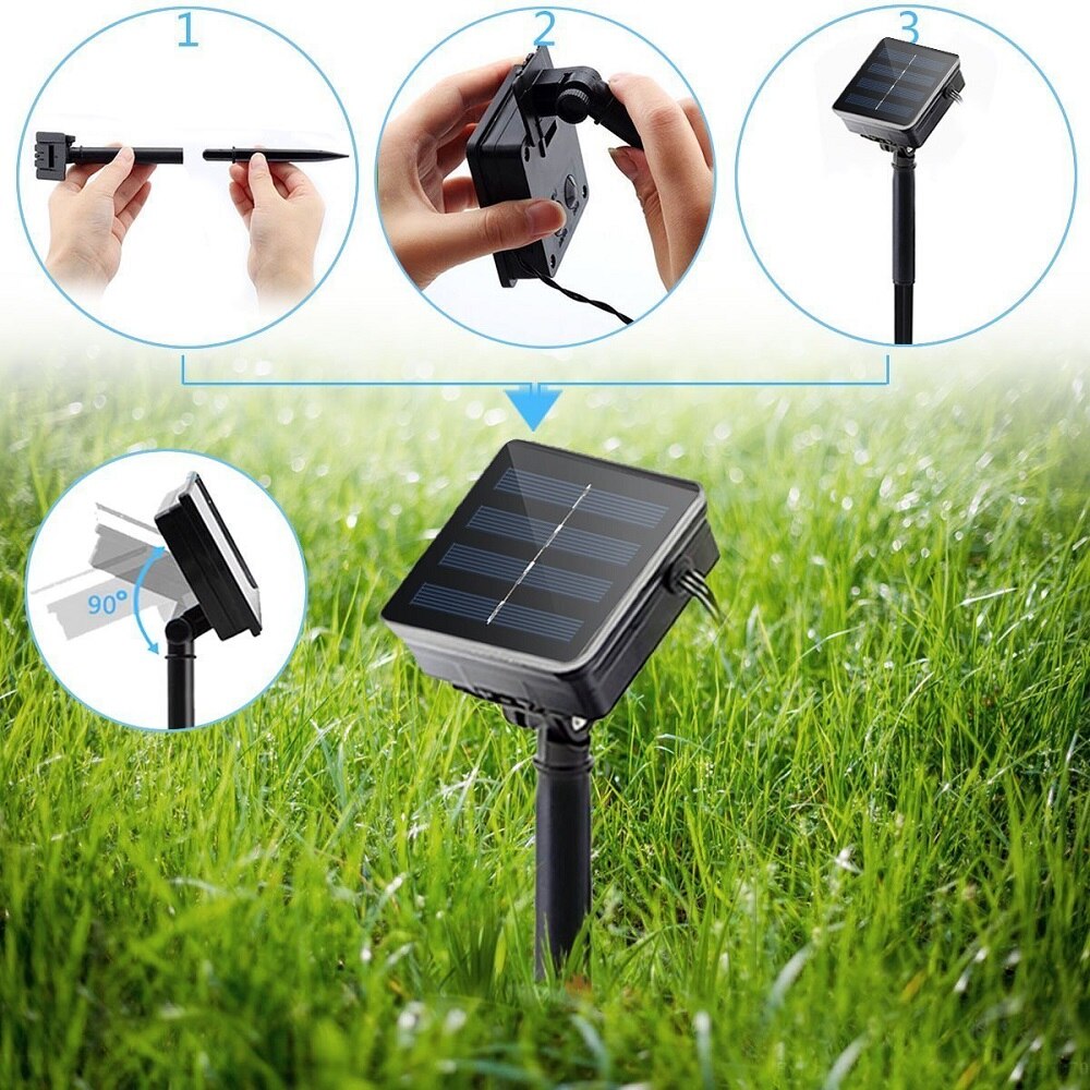 Worldsky 12m 100 lysdioder 7m 50 led solar tau rør led streng stripe eventyrlys utendørs hagefest dekor vanntett