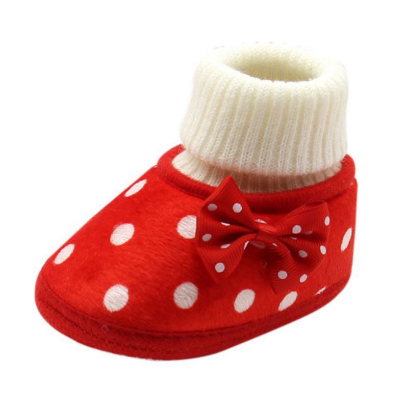 Bebe Wieg Sneeuw Breien Booty Baby Meisje Strik Fleece Snowboots Mocassin Laarsjes Prinses Schoenen