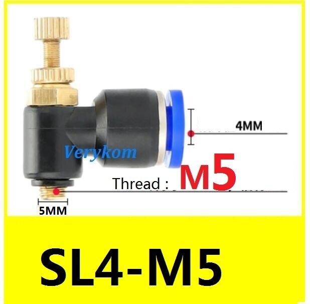 10pcs/lot SL6-M5/M6/M8 SL4-M3 SL8-M5 PSL6-M5 SL4-M5 Pneumatic Cylinder Throttle Valve Air Speed Controller Flow Adjuster PSL4M5A: SL4-M5A