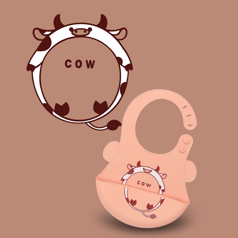 Weiche Silikon Fütterung Bib Wasserdicht Einstellbare Snaps Cartoon Baby Lätzchen Für Säuglinge Und Kleinkinder Mit Lebensmittel Catcher Tasche: pig