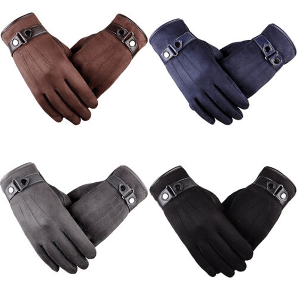 Winter Fleece Gevoerde Mannen Warm Touchscreen Mitten Rijden Handschoenen Thermische Lederen Handschoenen
